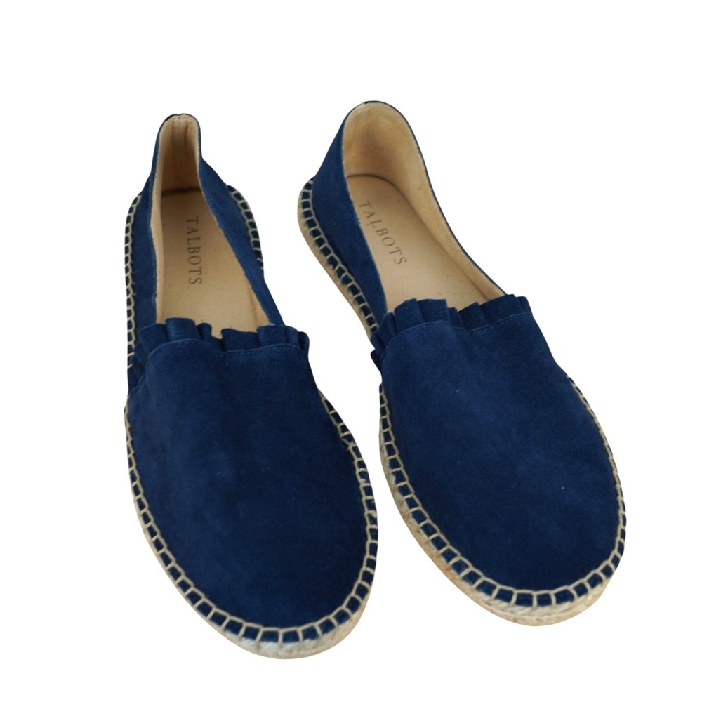 Talbots Womens Izzy Scallop Suede Espadrilles Blue Size‎ 8M Leather Upper Casual